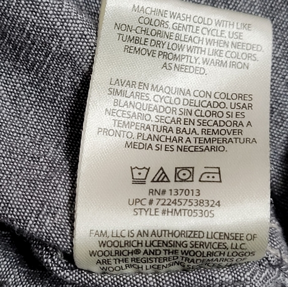 Woolrich Shirt Mens M Gray Short Sleeve Button Up Chest Pockets Cotton Casual - Picture 13 of 14